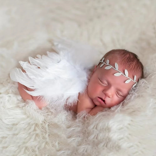 The Perfect Baby Angel Wings & Flower Headband Set for Newborns