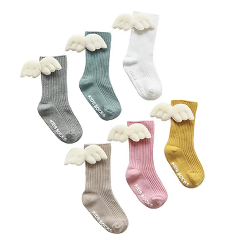 Newborn Baby Socks Wings Thin Type Cotton Boy Girl Crew Socks Children Loose Summer Cute Small Children'S Bunching Sock