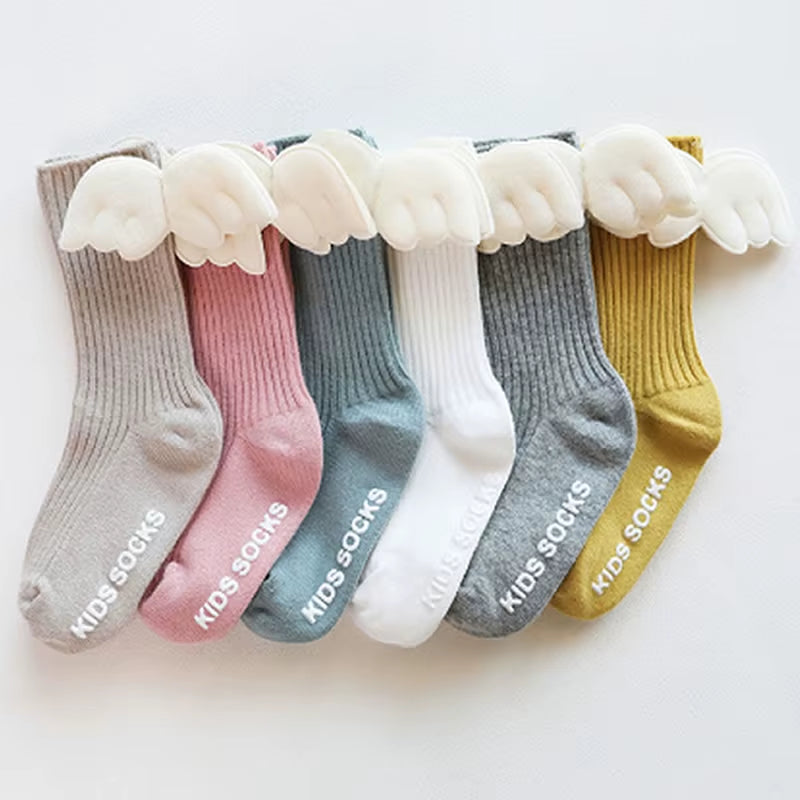 Newborn Baby Socks Wings Thin Type Cotton Boy Girl Crew Socks Children Loose Summer Cute Small Children'S Bunching Sock