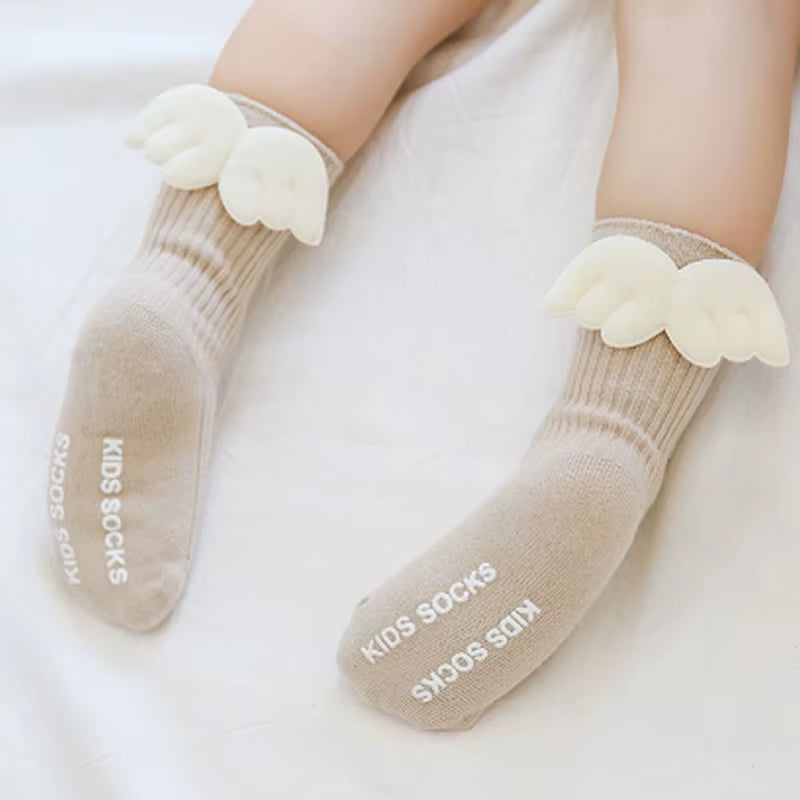 Newborn Baby Socks Wings Thin Type Cotton Boy Girl Crew Socks Children Loose Summer Cute Small Children'S Bunching Sock